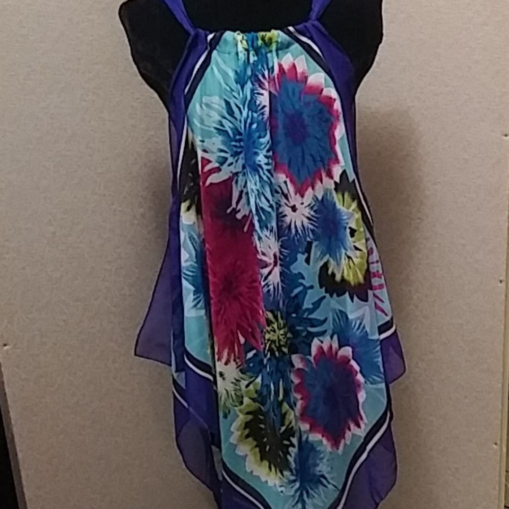 Steve Madden floral Handkerchief dress beach cover